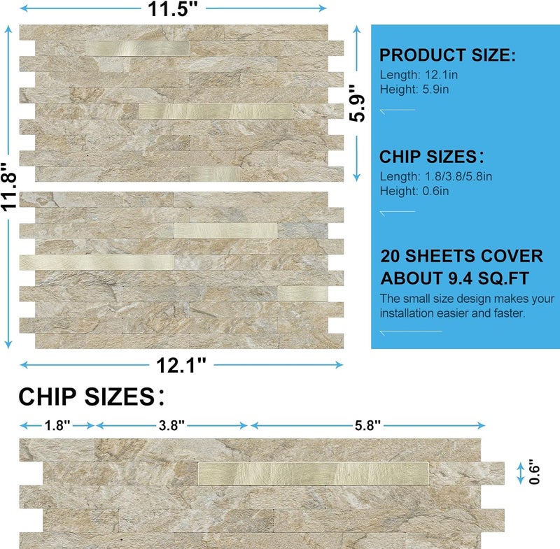 V-MOZZA Peel and Stick Backsplash, 20-Sheet Peel and Stick Tiles 12.1" x 5.9" Stick on Backsplash PVC Wall Tile for Kitchen Fireplace - Image 4